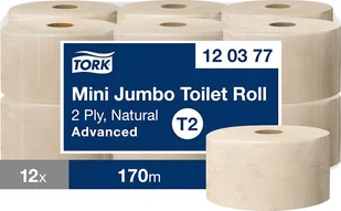 Tork Tork - Papier toaletowy w roli mini Jumbo, Advanced, 170 m - Naturalny - Papier toaletowy - miniaturka - grafika 1