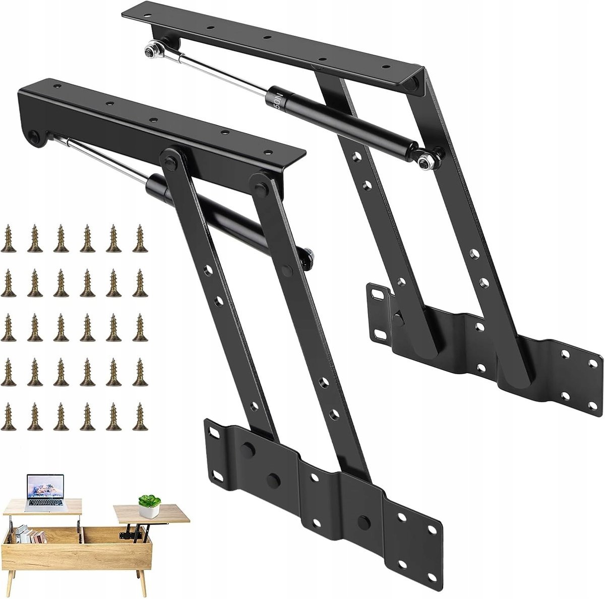 Składane Zawiasy Hydrauliczne Podnośniki Do Mebli Łóżek Zestaw 2 Szt Czarne