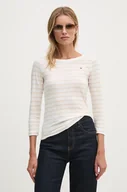Bluzki damskie - Tommy Hilfiger longsleeve bawełniany kolor beżowy WW0WW37861 - miniaturka - grafika 1