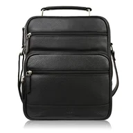 Torebki damskie - Torba męska na ramię listonoszka skórzana czarna do pracy t-127-bl - miniaturka - grafika 1