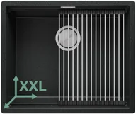 Zlewozmywaki - Zlewozmywak kuchenny granitowy jednokomorowy bez ociekacza z dużą komorą XXL Praga 60 Slim Level + zwijany ociekacz - miniaturka - grafika 1