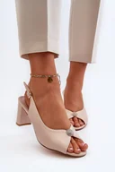 Sandały damskie - Sandały Eleganckie Damskie Obcas Słupek Beżowe Trasea 24SD98-6985 - Zazoo - miniaturka - grafika 1