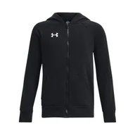 Bluzy dla chłopców - Chłopięca bluza dresowa rozpinana z kapturem Under Armour UA Rival Fleece FZ Hoodie - czarna - UNDER ARMOUR - miniaturka - grafika 1