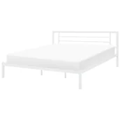 Łóżka - Beliani Metalowe białe łóżko ze stelażem 180 x 200 cm CUSSET - miniaturka - grafika 1