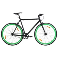 Rowery - vidaXL Rower single speed, czarno-zielony, 700c, 59 cm - miniaturka - grafika 1