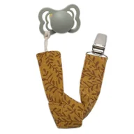 Akcesoria do smoczków - Hi Little One zawieszka do smoczka BOHO LEAF Ochre Pom Pom - miniaturka - grafika 1