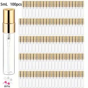 TEMU Zestaw 100 Sztuk Elektroplatynowanych Butelkowych Flakonów Perfum z Aluminiową Nakrętką, Szklane, 5ml/10ml - Przenośne Fiołki Zapachowe - Pozostałe akcesoria kosmetyczne - miniaturka - grafika 1