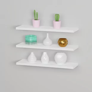 Półka ścienna wisząca 3x40 cm biała - Półki do salonu - miniaturka - grafika 1