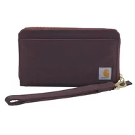 Portfele - Carhartt Kobiety, Rugged Leather and Canvas Wallets for Women, dostępny w wielu stylach i kolorach, portfel kopertówka z nylonu, płaski, czerwone wino, rozmiar uniwersalny - miniaturka - grafika 1