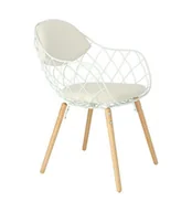Krzesła - D2.Design Krzesło Jahi białe/białe/naturalny 175206 - miniaturka - grafika 1