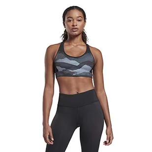 Reebok Damski biustonosz sportowy Re Lux Racer Bra-AOP czarny czarny XL GI6571 - Biustonosze - miniaturka - grafika 1