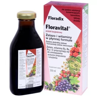 Floradix Floradix Floralvital żelazo i witaminy w płynnej formule suplement diety 250ml - Suplementy naturalne - miniaturka - grafika 1