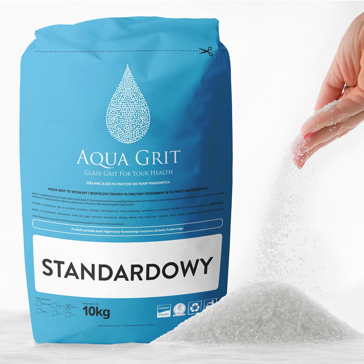Szkło kwarcowe do pompy piaskowej Aqua Grit STANDARDOWE Atest PZH 10kg