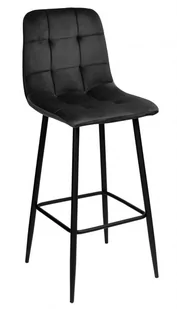 Krzesło barowe HAMILTON czarne VELVET - Taborety i hokery - miniaturka - grafika 2