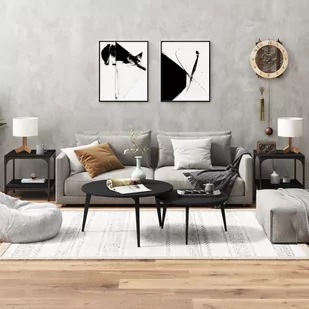 Lumarko Stoliki, 2 szt., czarne, 40x40x40 cm, materiał drewnopochodny - Ławy i stoliki kawowe - miniaturka - grafika 1