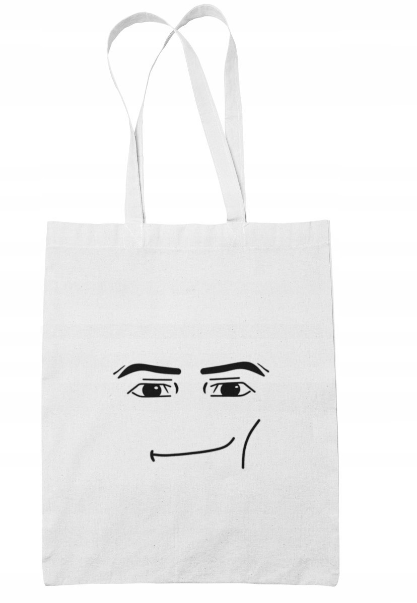 Eko Torba Bawełniana na ramię Zakupy Shopper Man Face Roblox Modna Biała