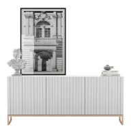 Komody - Biała komoda z lamelami M8-E11 - miniaturka - grafika 1