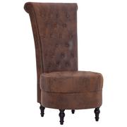 Fotele - vidaXL Krzesło z wysokim oparciem, brązowe, sztuczna skóra zamszowa - miniaturka - grafika 1