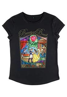Koszulki i topy damskie - Disney Damska koszulka Beauty & The Beast-Beauty Story Women's Organic Rolled Sleeve, czarny, XL - grafika 1
