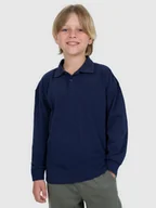 Koszulki dla chłopców - 4F Longsleeve polo regular chłopięcy - granatowy 122 (6-7 lat) - miniaturka - grafika 1