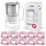 Dzbanki filtrujące - Dzbanek filtrujący szklany Aquaphor Glass Szary + 10 Wkładów Filtry Maxfor - miniaturka - grafika 1