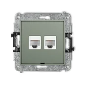 Gniazdka elektryczne - Karlik Gniazdo komputerowe 2xRJ45, kat. 5e MINI - szałwiowy - miniaturka - grafika 1