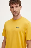 Koszulki męskie - Jack Wolfskin t-shirt bawełniany Essential kolor żółty gładki 1808382 - miniaturka - grafika 1