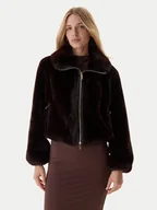 Płaszcze damskie - Fracomina Futro FQ25WC4002O44501 Brązowy Regular Fit - miniaturka - grafika 1