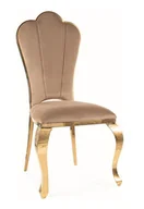 Krzesła - Krzesło glamour QUEEN VELVET beż BLUVEL 28 na złotym stelażu - miniaturka - grafika 1