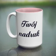 Kubki - Duży kubek XXL z różowym wnętrzem z Twoim nadrukiem - miniaturka - grafika 1