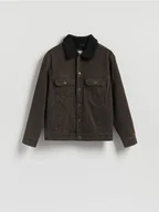 Kurtki męskie - Reserved - Jeansowa kurtka sherpa - brązowy - miniaturka - grafika 1