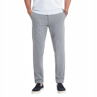 Eleganckie męskie spodnie chino klasyczny krój j.szare V1 OM-PACP-0191 M - Spodnie męskie - miniaturka - grafika 1