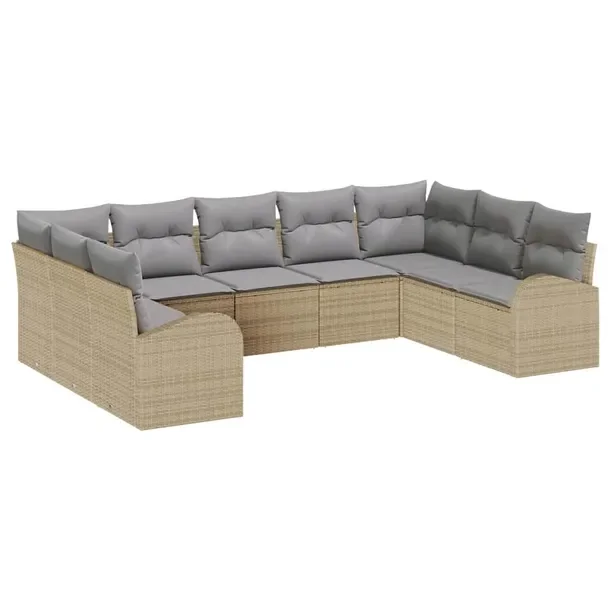 Zestaw 4 szt. mebli ogrodowych z naturalnego rattanu, beżowy, 60 cm głęb