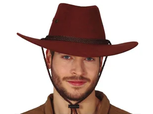 Kapelusz kowbojski brązowy z dużym rondem - 1 szt. - Dodatki do strojów karnawałowych - miniaturka - grafika 1