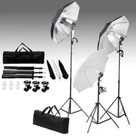 Lampy studyjne - vidaXL Lampa studyjna Fotograficzny zestaw studyjny z lampami i tłem 3055125 - miniaturka - grafika 1