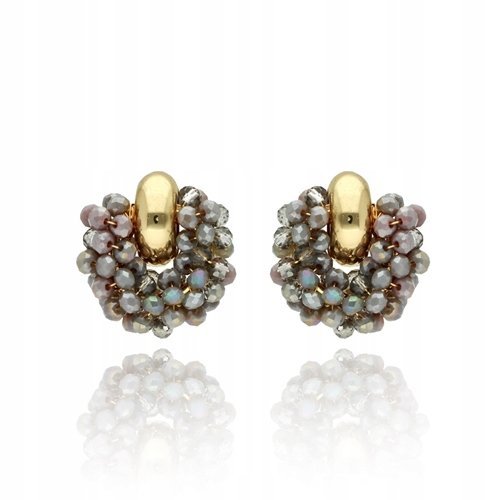 Kolczyki Zaplatane Kryształki Szklane Dymione Szare Kolczyki Sztyft