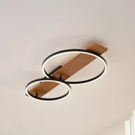 Lampy sufitowe - Lampa sufitowa LED Lindby Galad, biały/czarny, drewno, 2-punktowa. - miniaturka - grafika 1