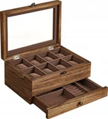 Półki do salonu - Songmics Organizer z 8 gniazdami, 2-poziomowe drewniana obudowa na drobne rzeczy - miniaturka - grafika 1