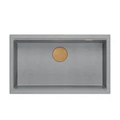 Zlewozmywaki - DASH 110 GraniteQ zlewozmywak silver stone 76x44x23,5 cm 1-komorowy wpuszczany z syfonem manualnym miedziany - miniaturka - grafika 1