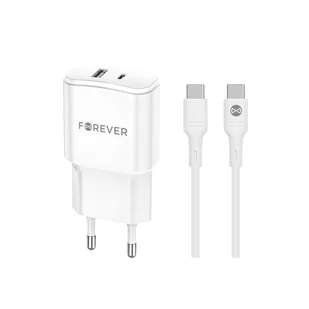Forever ładowarka sieciowa PD QC TC-01-20AC 1x USB-C 1x USB 20W biała + kabel USB-C - USB-C 20W - Ładowarki do telefonów - miniaturka - grafika 1