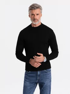Sweter męski z półgolfem o gładkiej strukturze - czarny V1 E178 - Swetry męskie - miniaturka - grafika 1