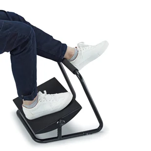 Podstawa ergonomiczna pod nogi, możliwość wyprostowania nóg, czarny, stal, 25 kg nośność, Powerton, regulowana wysokość - Podnóżki, podpórki, podkładki - miniaturka - grafika 4