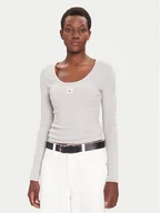 Bluzki damskie - Calvin Klein Jeans Bluzka LV047D218G Szary Slim Fit - miniaturka - grafika 1