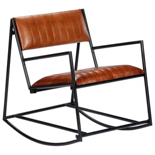 vidaXL Fotel bujany, brązowy, skóra naturalna - Fotele - miniaturka - grafika 1