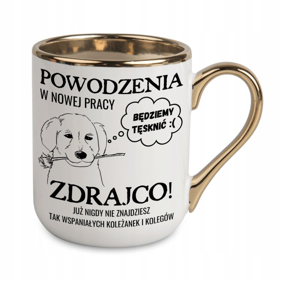 KUBEK NA POŻEGNANIE ODEJŚCIE KOLEŻANKI KOLEGI Z PRACY BIURA GRAWER ZŁOTY