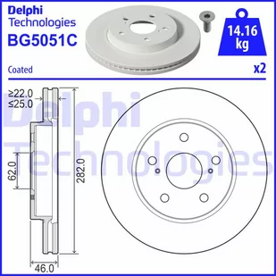 Tarcza hamulcowa DELPHI BG5051C - Tarcze hamulcowe - miniaturka - grafika 1