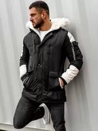 Kurtki męskie - Czarna kurtka męska zimowa parka Denley JP5832A - miniaturka - grafika 1