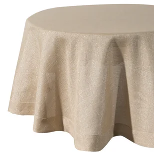 Obrus Stella 1 150 cm okrągły złoty o strukturze płótna z dodatkiem złotej nici Eurofirany - Obrusy i serwetki - miniaturka - grafika 1