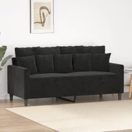 Sofy i kanapy - vidaXL Sofa 2-osobowa, czarna, 140 cm, tapicerowana aksamitem - miniaturka - grafika 1