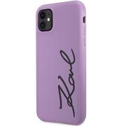 Etui i futerały do telefonów - Karl Lagerfeld KLHCN61SKSVGU iPhone 11 / Xr  6.1" purpurowy/purple hardcase Silicone Signature - miniaturka - grafika 1